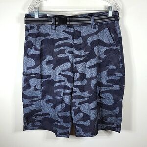 Iron Co. Hybrid Cargo Shorts Grey Camo Belted Stretch Performance Size 3…